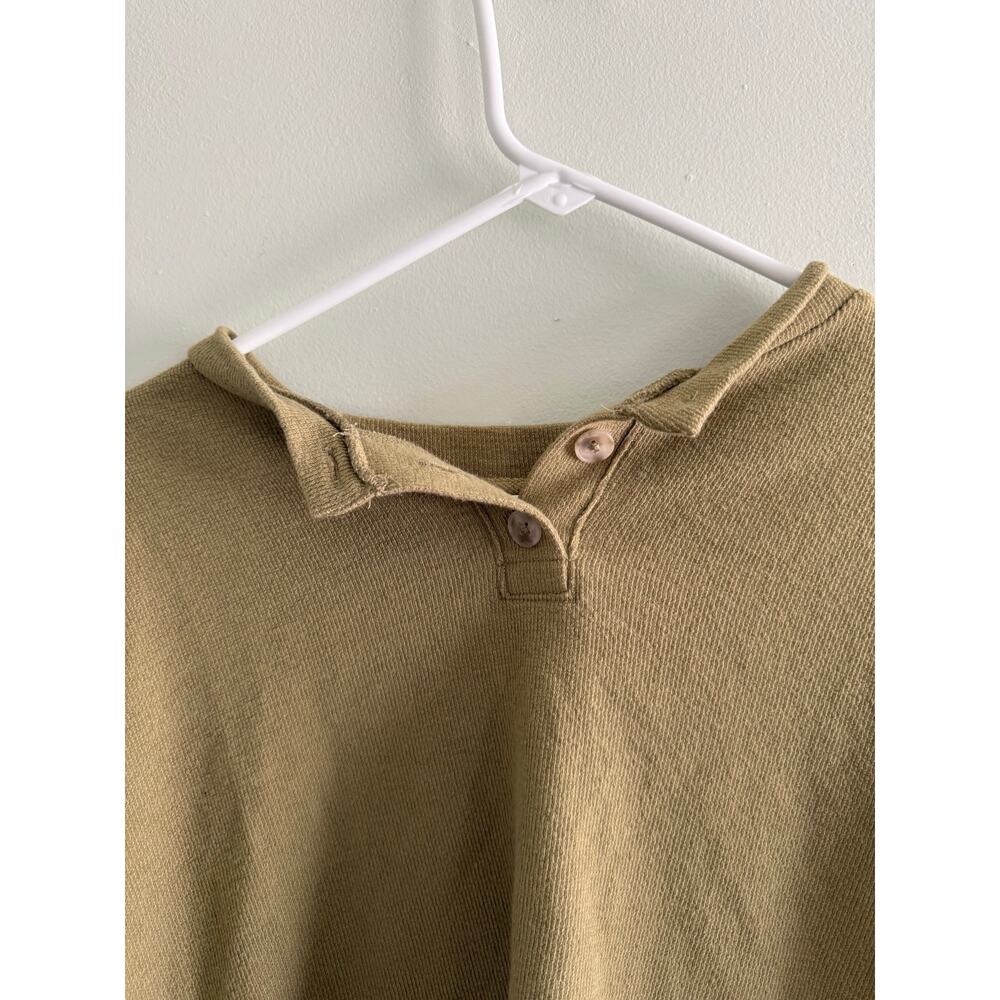 Madewell | Olive Green 1/2 Button Up Textured Long Sleeve Pullover Casual Preppy - Picture 4 of 11